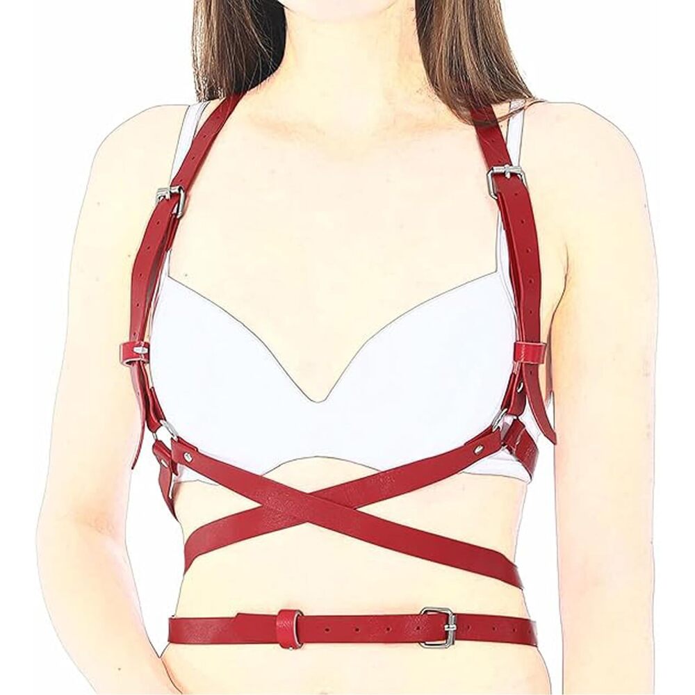 9828 Women Leather Harness Belt,bdsm Chest Body,women’s Bondage - Picture 1 of 6